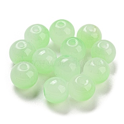 Two Tone Spray Painting Glass Beads, Imitation Jade Glass, Round, Light Green, 10mm, Hole: 1.8mm, 200pcs/bag(GLAA-L046-03E)