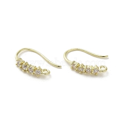 Brass Micro Pave Cubic Zirconia Earring Hooks, Long-Lasting Plated, Golden, 14.5x3mm, Hole: 1.2mm, Pin: 0.6mm(KK-C048-13E-G)