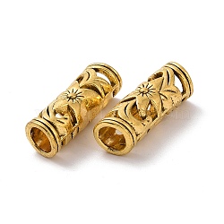 Tibetan Style Alloy Tube Beads, Large Hole Beads, Column with Sun and Star, Antique Golden, 22.5x8x7.5mm, Hole: 5mm, about 456pcs/1000g(FIND-H038-33AG)