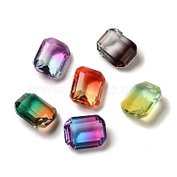 Faceted K9 Glass Rhinestone Cabochons, Pointed Back, Rectangle, Mixed Color, 10x8x4.2mm(GGLA-B002-05)