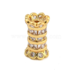 Rack Plating Brass Micro Pave Cubic Zirconia Beads, Long-Lasting Plated, Lead Free & Cadmium Free, Column, Golden, 11x6mm, Hole: 1mm(KK-F876-30G)