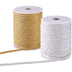 Nylon Milan Thread, Twisted Thread, Gold & Silver, 5mm, about 18~19yards/roll(16.4m~17.3m/roll), 2colors, 1roll/color, 2rolls(NWIR-PH0001-29)