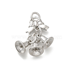 Brass Pendants, Christmas Bell Charms, Platinum, 31x13.5x8mm, Hole: 3.5mm(KK-K378-55P)