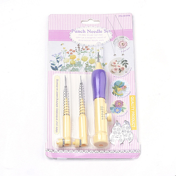 Plastic with Iron DIY Embroidery Magic Pen Set, Clothing Punch Needle Sewing Accessories, Mauve, 50~185mm, 6pcs/box