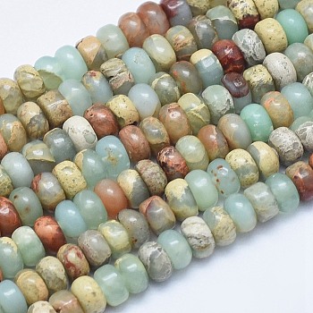 Natural Aqua Terra Jasper Beads Strands, Rondelle, 4~4.5x2~3mm, Hole: 1mm, about 160pcs/strand, 15.7 inch(40cm)