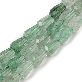 Natural Green Strawberry Quartz  Beads Strands, Faceted, Teardrop, 5.5~8.3x4.1~4.35mm, Hole: 0.5mm, about 58pcs/strand, 15.43~15.55 inch(39.2~39.5cm)