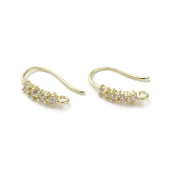 Brass Micro Pave Cubic Zirconia Earring Hooks, Long-Lasting Plated, Golden, 14.5x3mm, Hole: 1.2mm, Pin: 0.6mm
