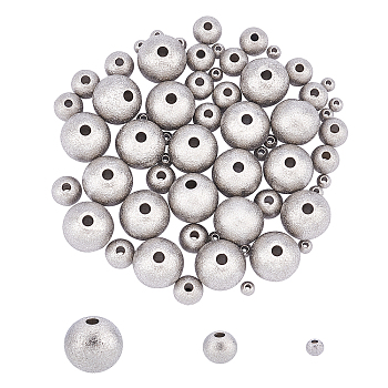 304 Stainless Steel Textured Beads, Round, Stainless Steel Color, 3x2mm, Hole: 1mm, 60pcs/box