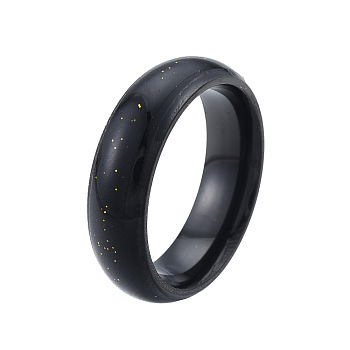 Bling Glitter 201 Stainless Steel Plain Band Ring for Women, Electrophoresis Black, Inner Diameter: 17mm