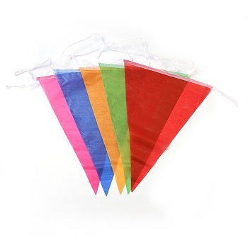 Multicolor Rainbow Pennant Flags Banner, Nylon Cloth Flag Pennants, for Party Celebrations and Shops Decorations, Triangle, Mixed Color, 320x230.5mm, 10pcs/bag