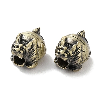 Tibetan Style Brass Beads, Cadmium Free & Lead Free, Tortoise, Antique Bronze, 7x7.5x9.5mm, Hole: 2.2mm