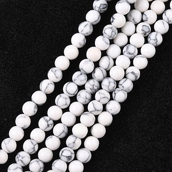 Synthetic Howlite Beads Strands, Round, 4mm, Hole: 0.8mm, about 90pcs/strand, 15.7 inch