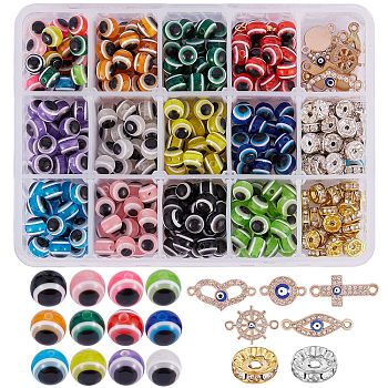 430Pcs DIY Jewelry Making Kits, include Alloy Links and Resin Beads, Mixed Color, 430pcs/box