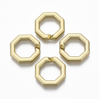 Spray Painted CCB Plastic Linking Rings, Quick Link Connectors, For Jewelry Cross Chains Making, Octagon, Faceted, Gold, 25x25x6mm, Inner Diameter: 16mm