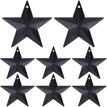 Iron Pendants, Star Charm, Black, 60x61.5x5.5mm, Hole: 1mm, 30pcs/box