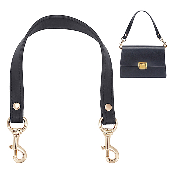 PU Leather Bag Straps, with Alloy Swivel Eye Bolt Snap Hooks, Black, 400x18.5~27.5mm