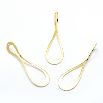 Brass Pendants, Lead Free & Cadmium Free & Nickel Free, Real 18K Gold Plated, 50.5x15x1mm, Hole: 1mm