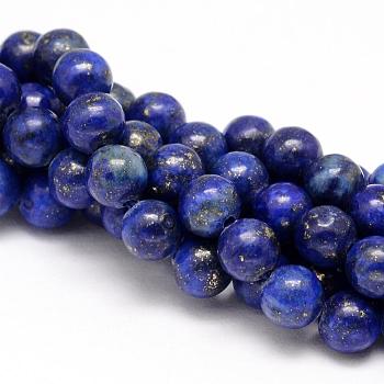 Natural Lapis Lazuli Round Beads Strands, Dyed, 6mm, Hole: 1mm, about 63pcs/strand, 15.5 inch