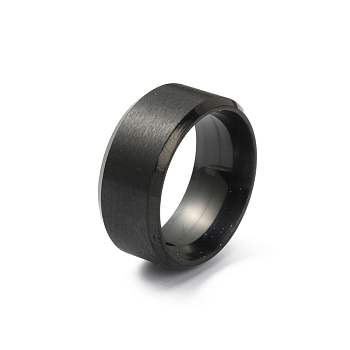 201 Stainless Steel Plain Band Ring for Women, Matte Gunmetal Color, Inner Diameter: 15.25mm