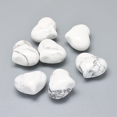 25mm White Heart Howlite Beads