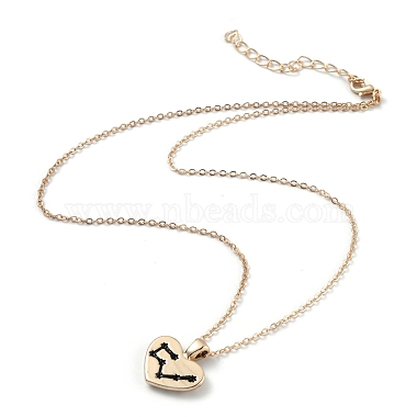 Golden Plated Heart with Constellation/Zodiac Sign Alloy Enamel Pendant Necklaces(NJEW-H214-A06-G)-4