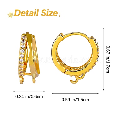 10Pcs Brass Micro Pave Clear Cubic Zirconia Hoop Earring Findings(ZIRC-SZ0005-17)-2