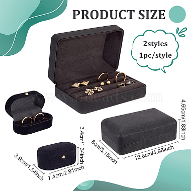 2Pcs 2 Styles Rectangle & Oval PU Leather Finger Ring Display Boxes(CON-FG0001-10)-2