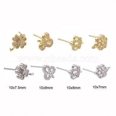 8 Pairs Brass Micro Pave Clear Cubic Zirconia Stud Earring Findings(KK-ZZ0001-08-RS)-2