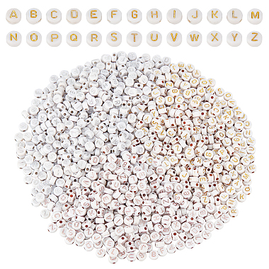 7mm White Letter Acrylic Beads
