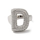 Letter Brass Micro Pave Clear Cubic Zirconia Open Cuff Ring for Women(RJEW-N046-03D-P)-2