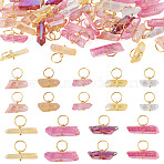 45Pcs 9 Styles Electroplated Natural Quartz Crystal Pendants, Nuggets Charms with Brass Jump Rings, Golden, Mixed Color, 17~19x15.3~30.7mm, 5pcs/style(PALLOY-TAC0226)