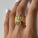 304 Stainless Steel Cuff Open Rings for Women, PVD Vacuum Plating, Real 18K Gold Plated, 20mm, US Size 8 1/2(18.5mm)(LT1329)