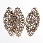 Iron Filigree Big Pendants, Antique Bronze, 81x35x1mm, Hole: 5x6mm(X-IFIN-S090-AB)