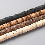 Coconut Beads Strands, Flat Round, Mixed Color, 5x2.5~5mm, Hole: 1mm, about 160pcs/strand, 23.82''(60.5cm)(COCB-C001-01)