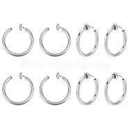 4 Pairs 201 Stainless Steel Retractable Clip-on Hoop Earrings, For Non-pierced Ears, with 304 Stainless Steel Pins, Stainless Steel Color, 20x2mm(STAS-UN0052-03A)