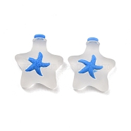 Translucent Resin Cabochons, Ocean Theme, Star Bottle with Starfish, WhiteSmoke, 25.5x23x8mm(RESI-C010-11)