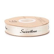 Polyester Grosgrain Ribbons, with Word Sweet Love, for Gifts Wrapping Party, Bisque, 1 inch(25mm), 45m/Roll(SRIB-H039-A06)