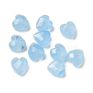 Dyed Natural White Jade Beads, Faceted, Heart, Light Sky Blue, 8x8x4.5mm, Hole: 1mm(G-G181-01B)