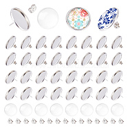 DICOSMETIC Stud Earrings DIY Making Kit, Including 304 Stainless Steel Stud Earring Settings & Ear Nuts,Glass Cabochons, Stainless Steel Color, Settings: 40pcs/style(DIY-DC0001-22)