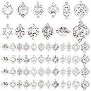 96Pcs 12 Styles Tibetan Style Alloy Hollow Connector Charms Sets, Mandala Flower & Flat Round & Chakra Links, Mixed Shapes, Antique Silver, 19.5~21.5x9.5~15x1~1.5mm, hole: 1~2mm, 8pcs/style(TIBE-GO0001-06)