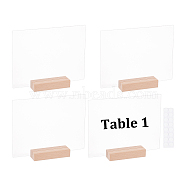 4Pcs Blank Acrylic Plates & 4Pcs Rectangle Beechwood Name Card Holder, Mixed Color, 100x30x20.5mm(AJEW-OC0002-72)
