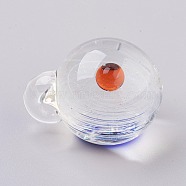 Lampwork Pendants, Galaxy Universe Ball, Round, Orange Red, 27.5x21x20mm, Hole: 2.5mm(LAMP-K032-E04)