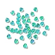 Eco-friendly Transparnt Plastic Beads, AB Colored, Heart, Turquoise, 6x6x3mm, Hole: 1.2mm, about 8300pcs/500g(KY-D014-01E)