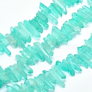 Electroplated Natural Quartz Crystal Beads Strands, Dyed, Nuggets, Turquoise, 18~33x5~9mm, Hole: 1mm, about 15.7 inch(40cm)(G-P368-07A)