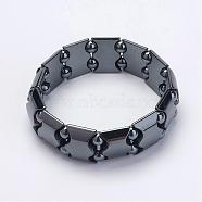Non-Magnetic Synthetic Hematite Stretch Bracelets, Grade A, 2-1/4 inch(56mm)(BJEW-F249-01A)