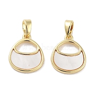 Brass Pave Natural Shell Bag Shape Charms, Real 18K Gold Plated, 13.5x11.5x2mm, Hole: 4x2.5mm(KK-C051-17G)