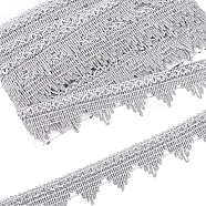 Sparkle Polyester Lace Ribbon, with Wavy Trimming, for Clothing Accessories, Gainsboro, 1-5/8 inch(40mm), about 14.22 Yards(13m)/Card(OCOR-WH0080-33A)