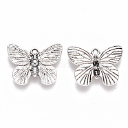 Tibetan Style Alloy Charms, Butterfly, Cadmium Free & Lead Free, Antique Silver, 14.5x18x2mm, Hole: 1.4mm, about 775pcs/1000g(TIBEP-S319-069AS-RS)