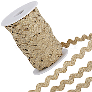 Polyester Wavy Fringe Trim, Wave Bending Lace Ribbon, for Clothes Sewing and Art Craft Decoration, Light Khaki, 1/4 inch(8mm), about 25 yards(OCOR-GF0003-44B-02)