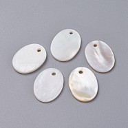 Freshwater Shell Pendants, Oval, 19~20x14~15x2mm, Hole: 2mm(SHEL-G011-02)